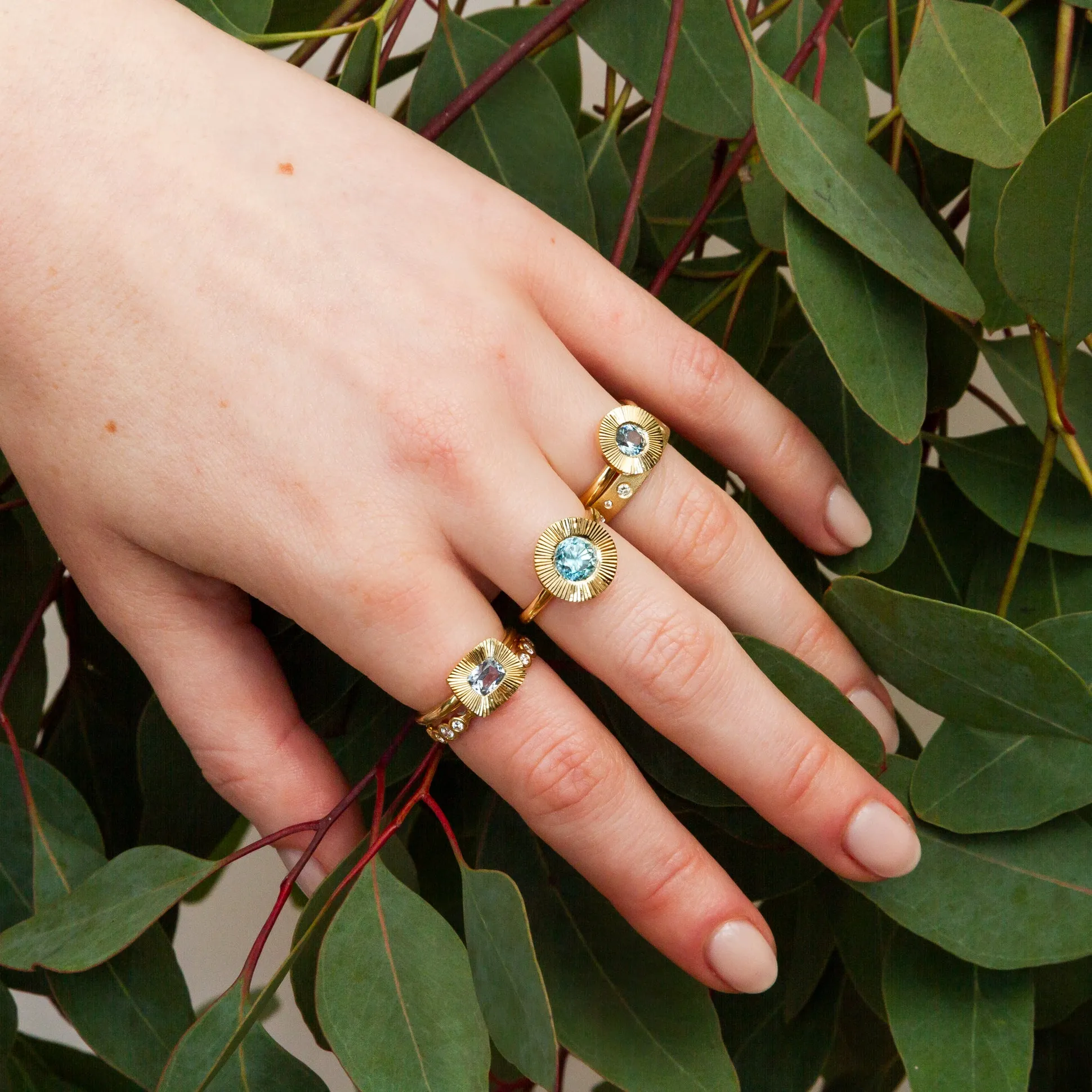 Teal Montana Sapphire Aurora Solitaire .60ct