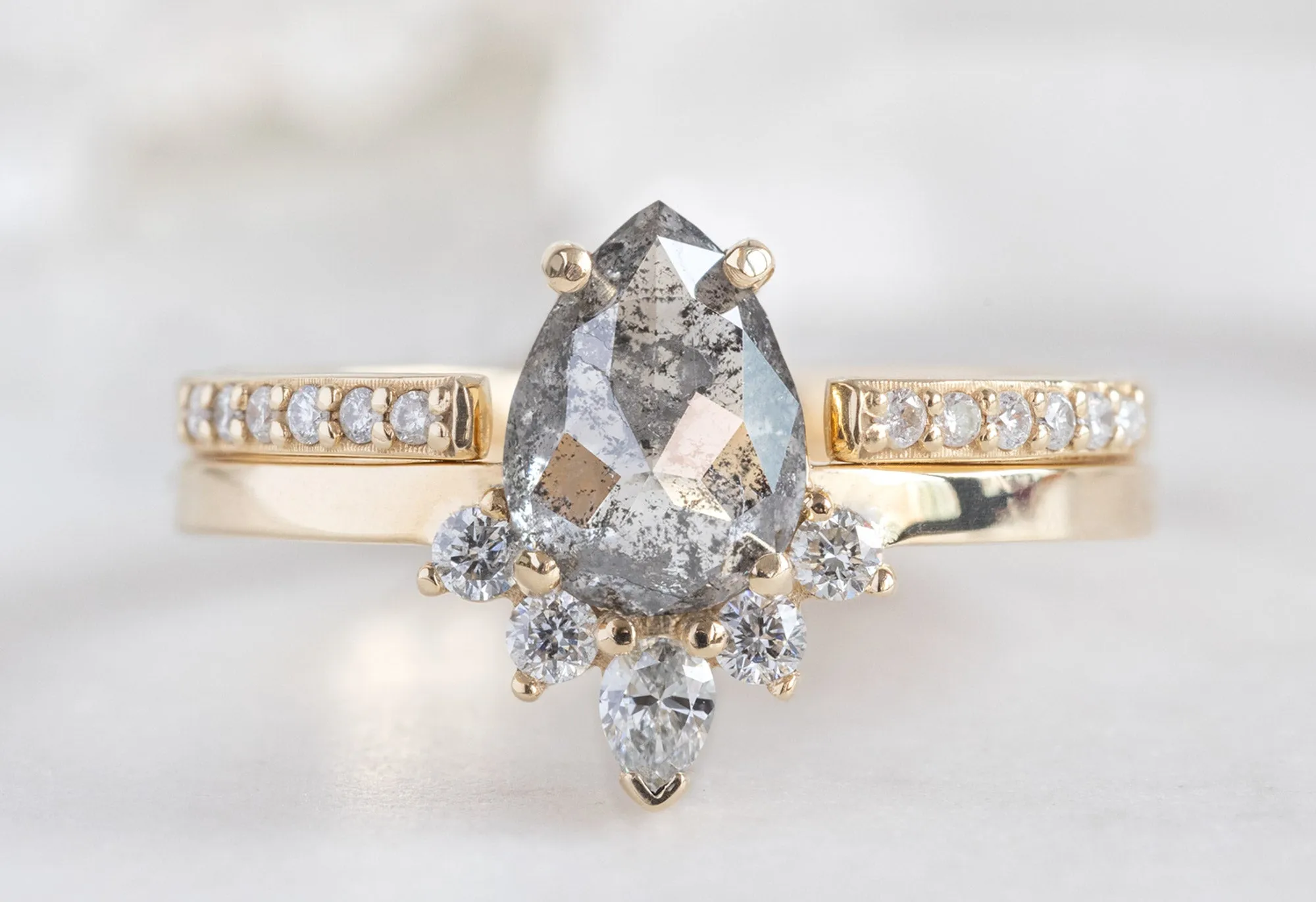 The Aster Ring with a .89ct Rose-Cut Grey Diamond