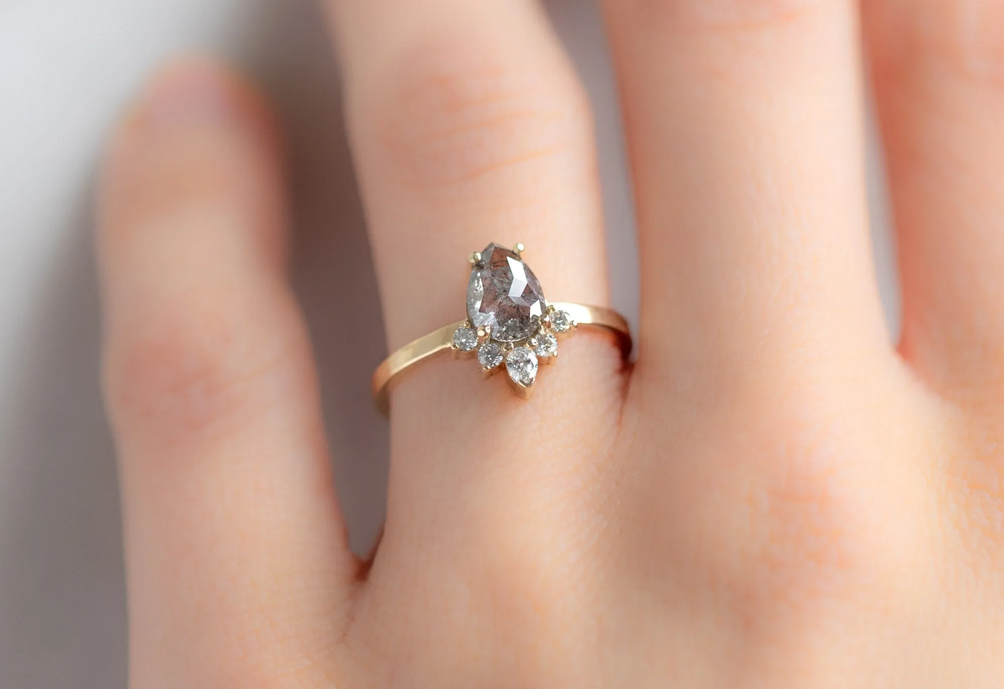 The Aster Ring with a .89ct Rose-Cut Grey Diamond