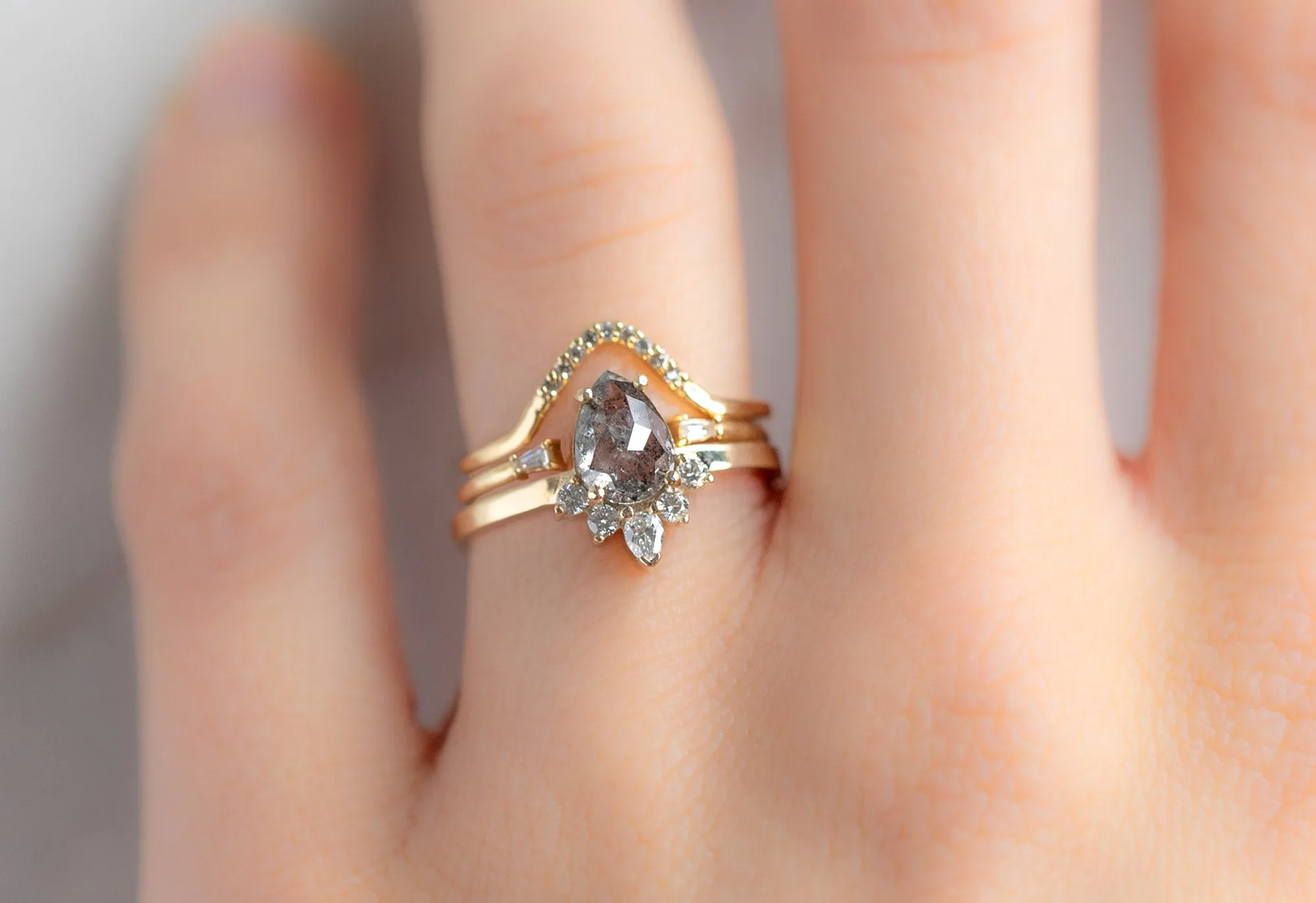 The Aster Ring with a .89ct Rose-Cut Grey Diamond