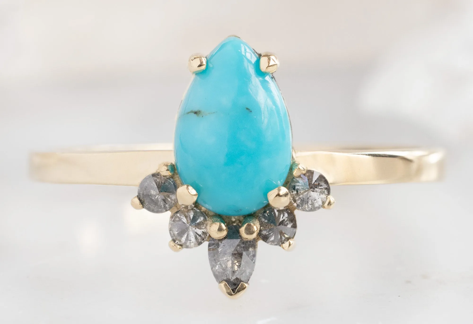 The Aster Ring with a Sleeping Beauty .85ct Pear Shaped Turquoise