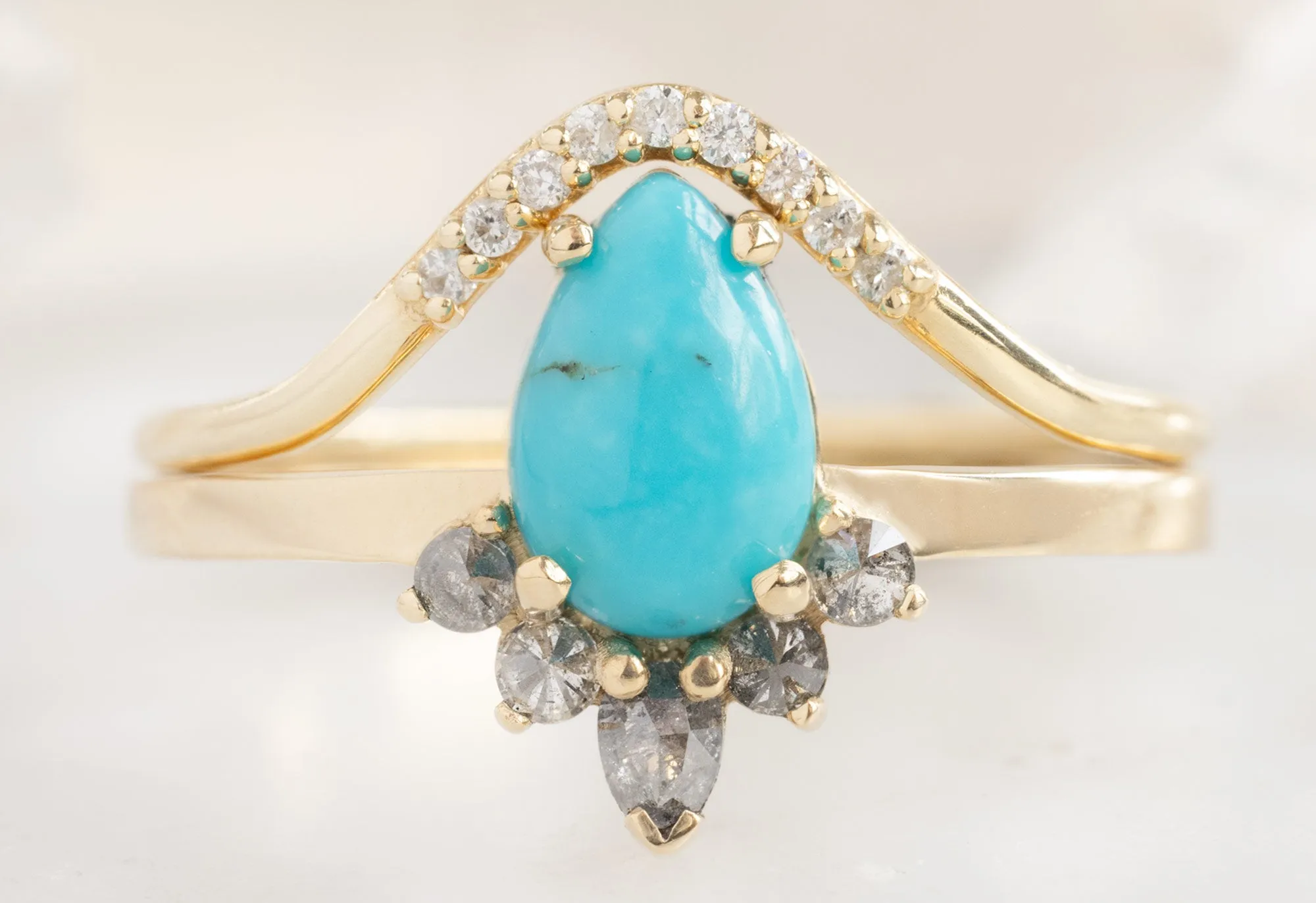 The Aster Ring with a Sleeping Beauty .85ct Pear Shaped Turquoise