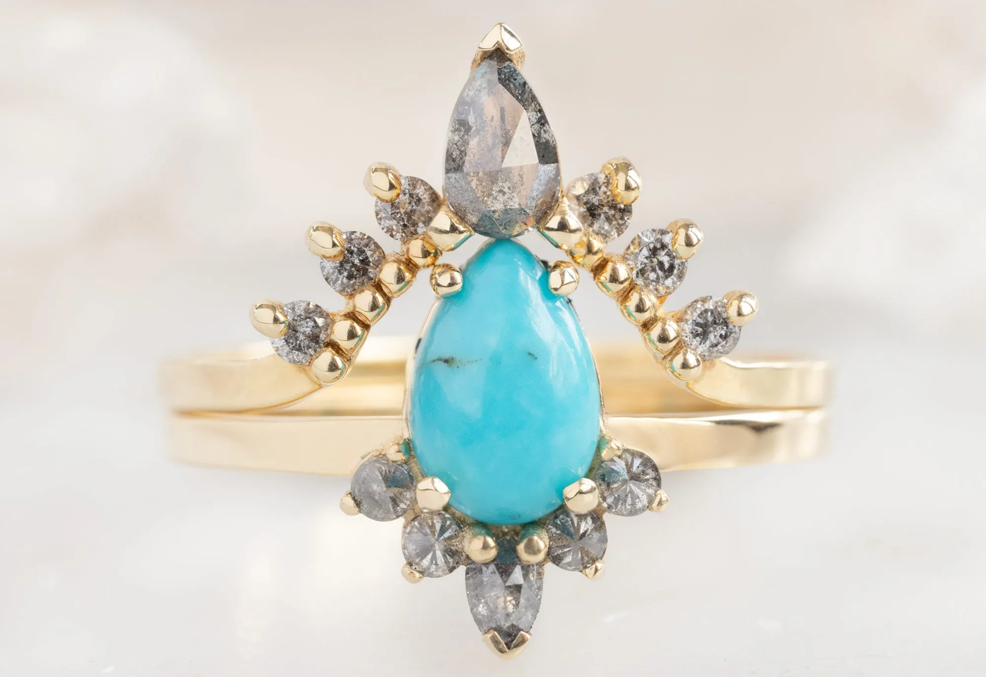 The Aster Ring with a Sleeping Beauty .85ct Pear Shaped Turquoise