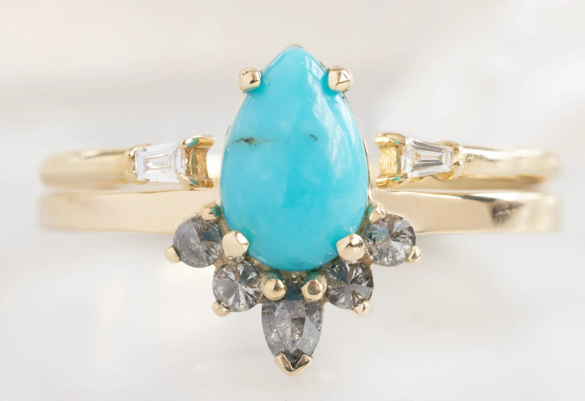 The Aster Ring with a Sleeping Beauty .85ct Pear Shaped Turquoise