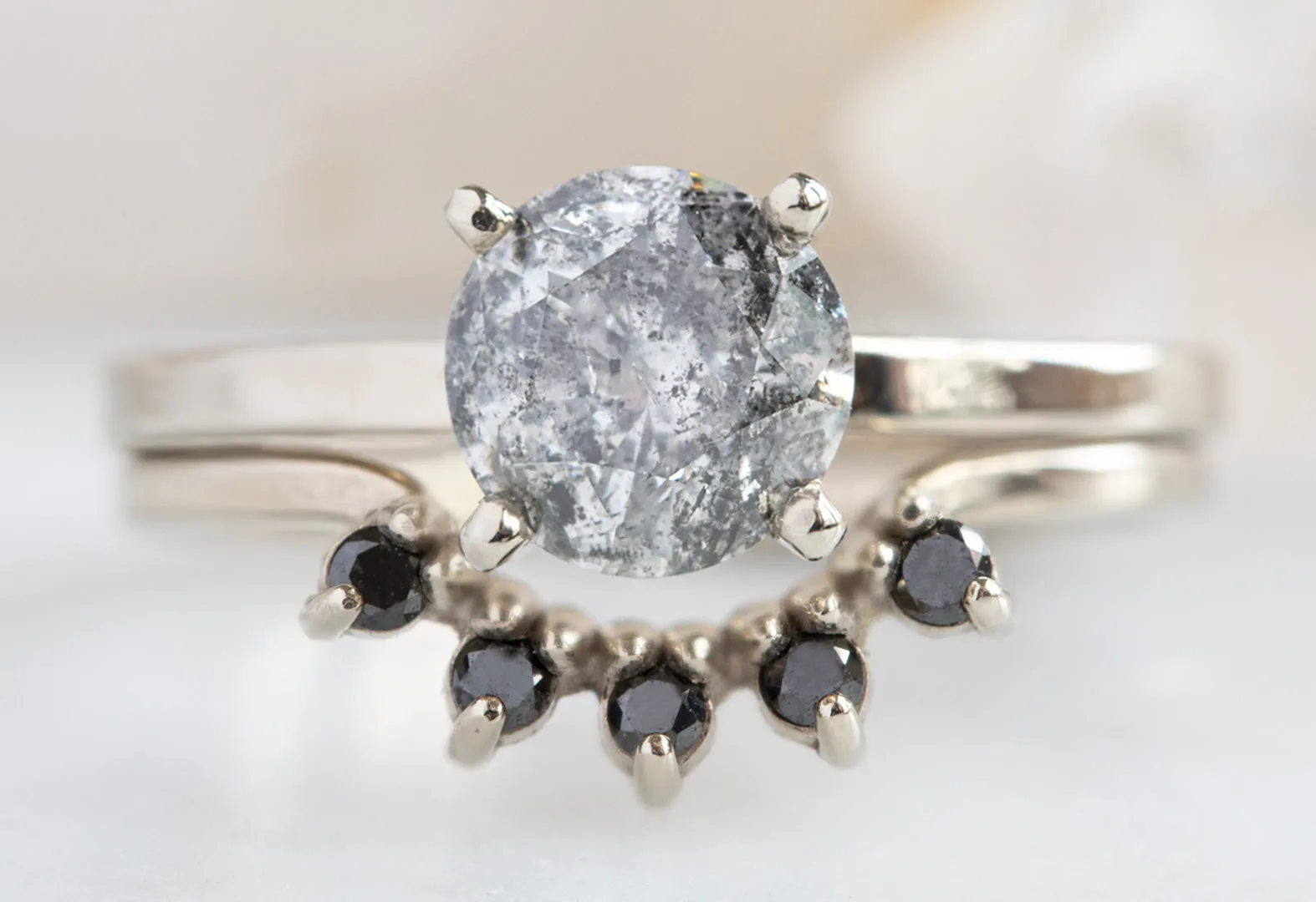 The Bryn Ring with a 1.00ct Round-Cut Salt and Pepper Diamond