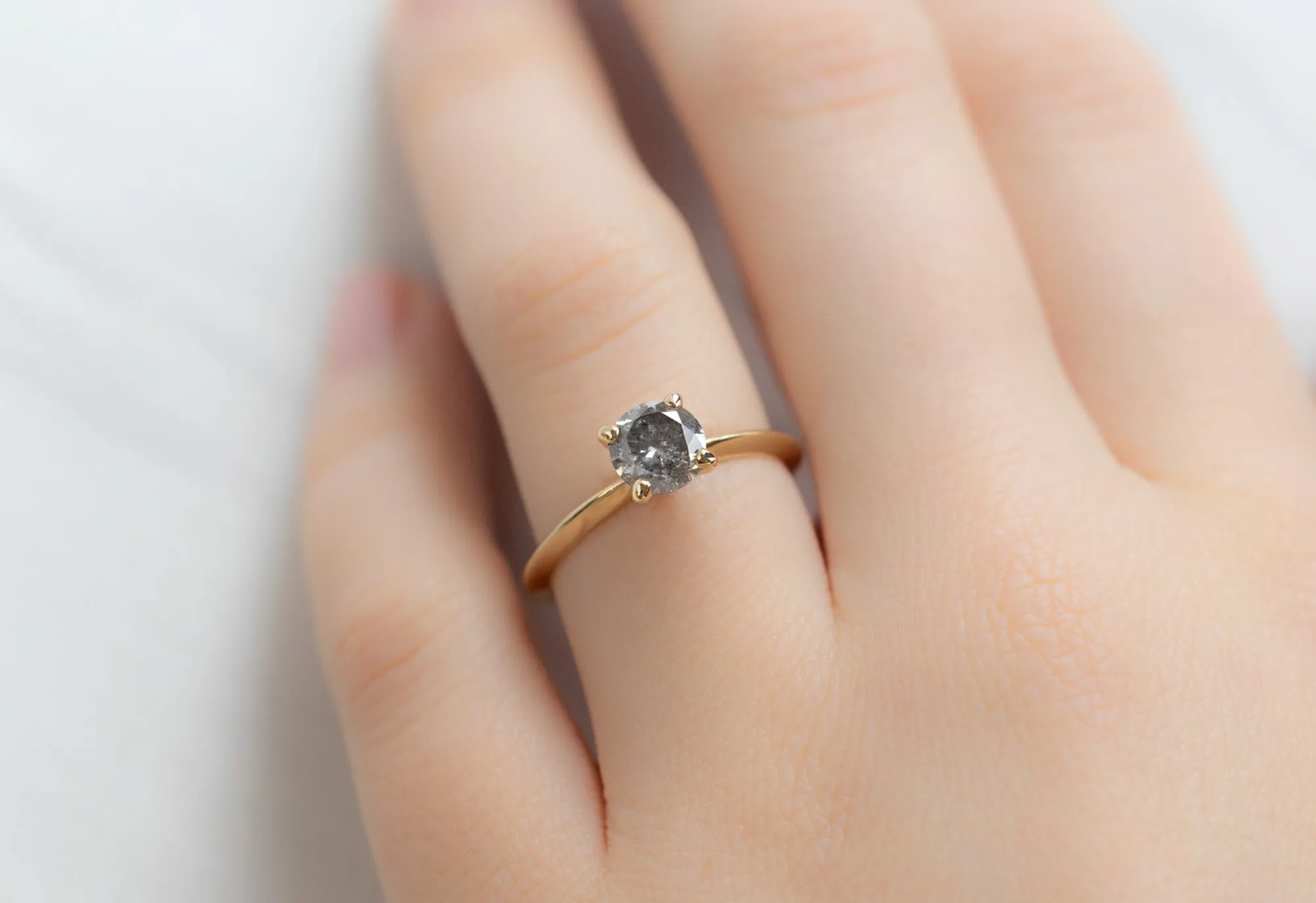 The Bryn Ring with a 1.05ct Round-Cut Salt and Pepper Diamond