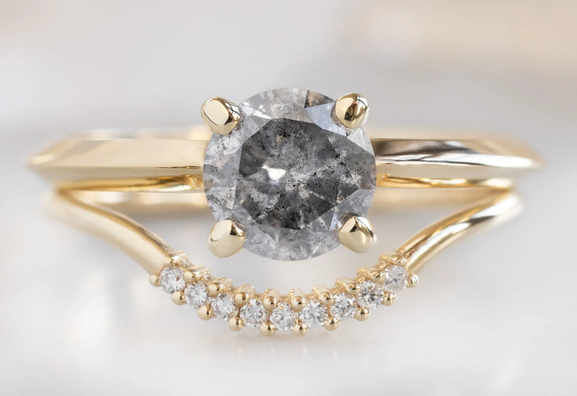 The Bryn Ring with a 1.05ct Round-Cut Salt and Pepper Diamond