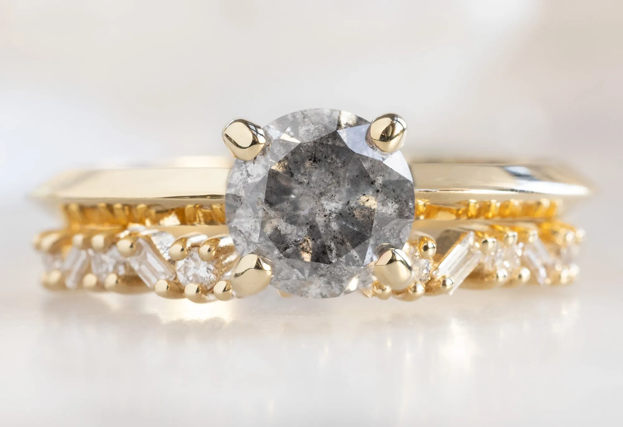 The Bryn Ring with a 1.05ct Round-Cut Salt and Pepper Diamond