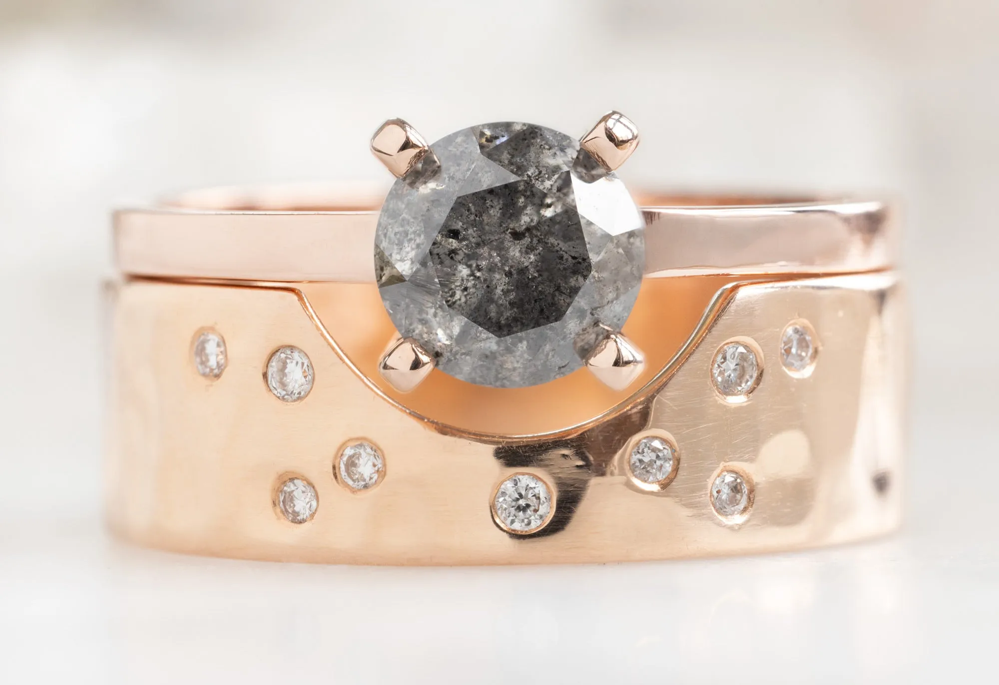 The Bryn Ring with a .82ct Round-Cut Salt and Pepper Diamond