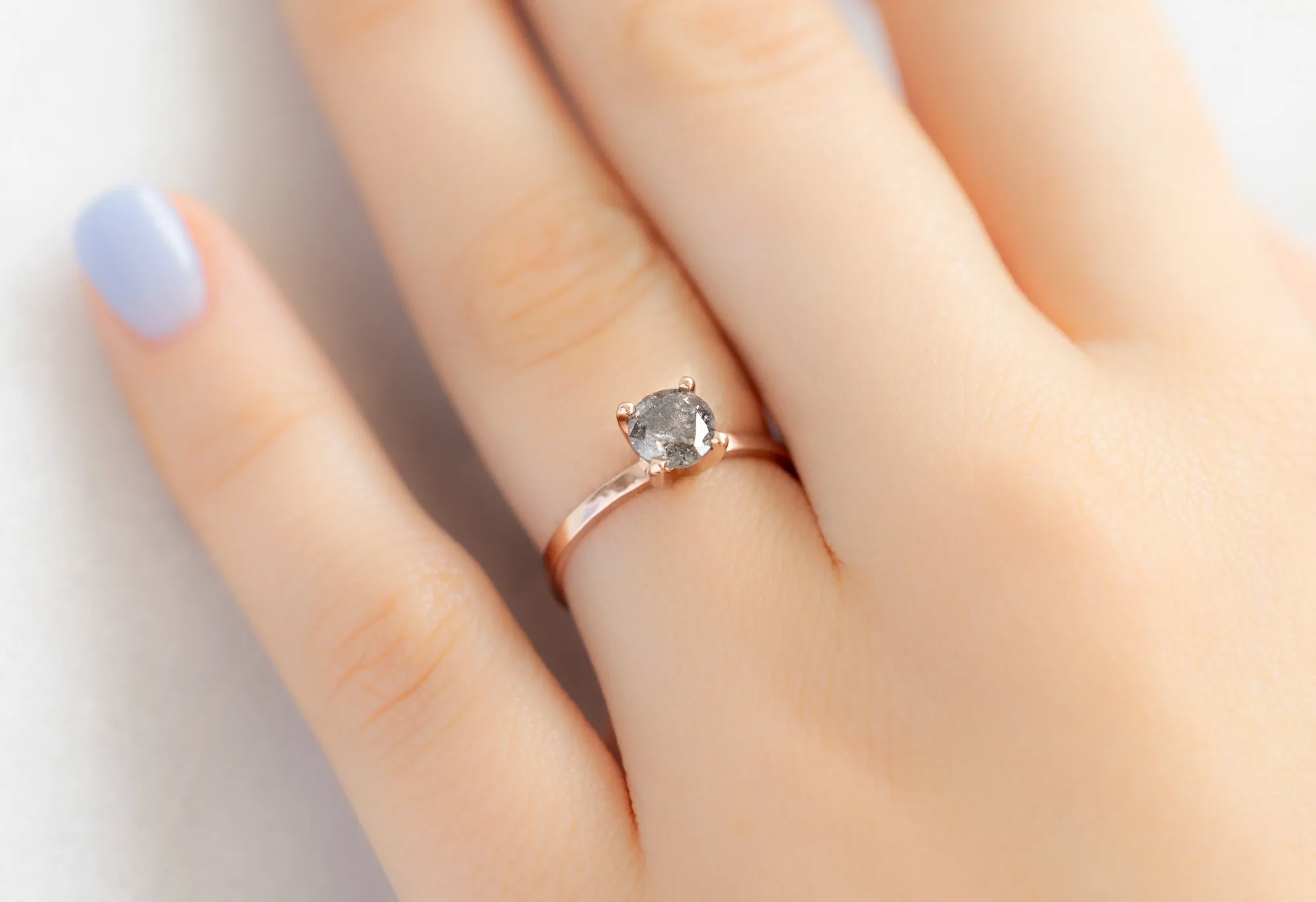 The Bryn Ring with a .82ct Round-Cut Salt and Pepper Diamond