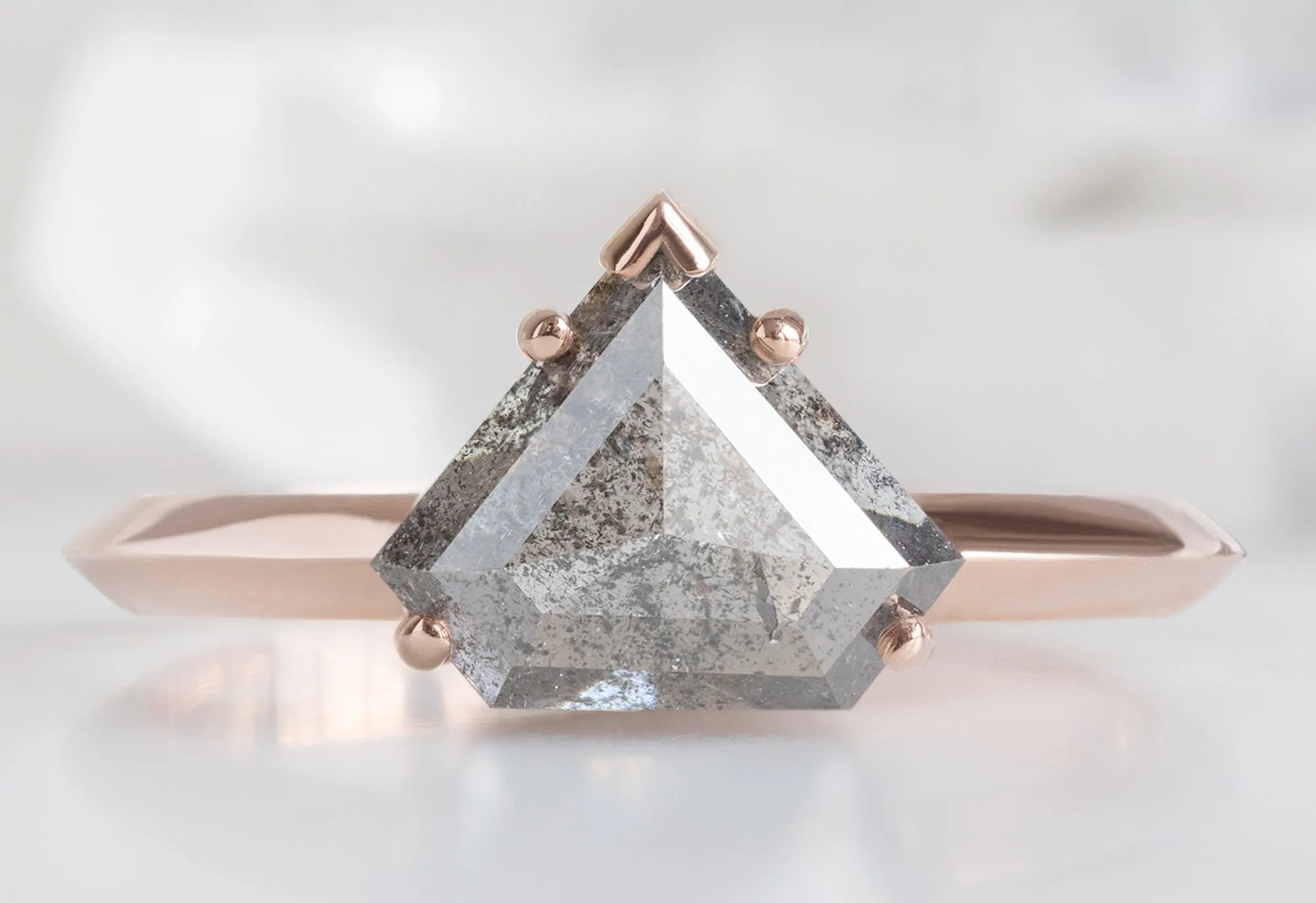 The Sage Ring with a 2.16ct Shield-Cut Salt and Pepper Diamond