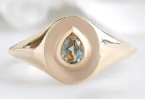 The Signet Ring with a .60ct Pear-Cut Montana Sapphire