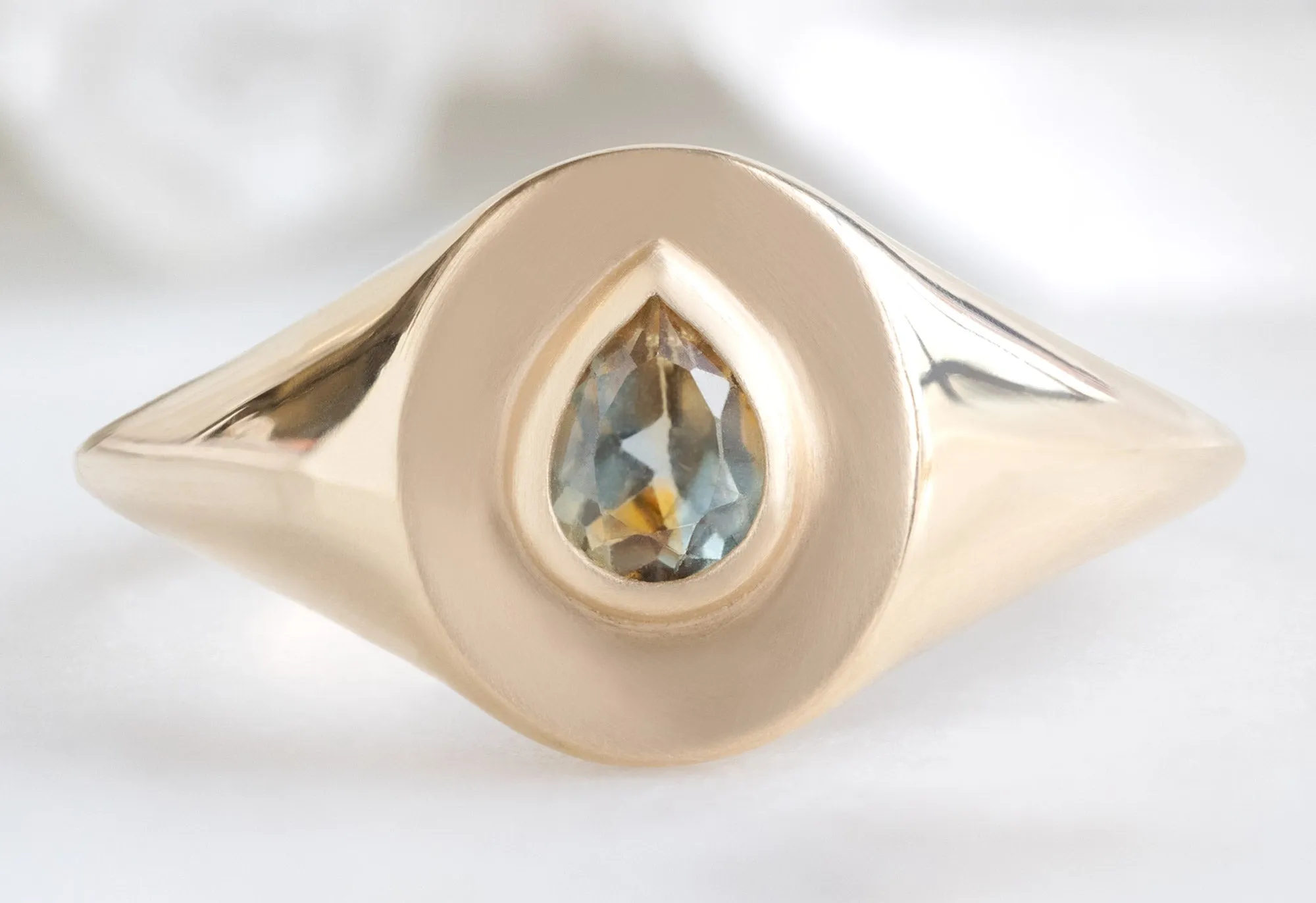 The Signet Ring with a .60ct Pear-Cut Montana Sapphire