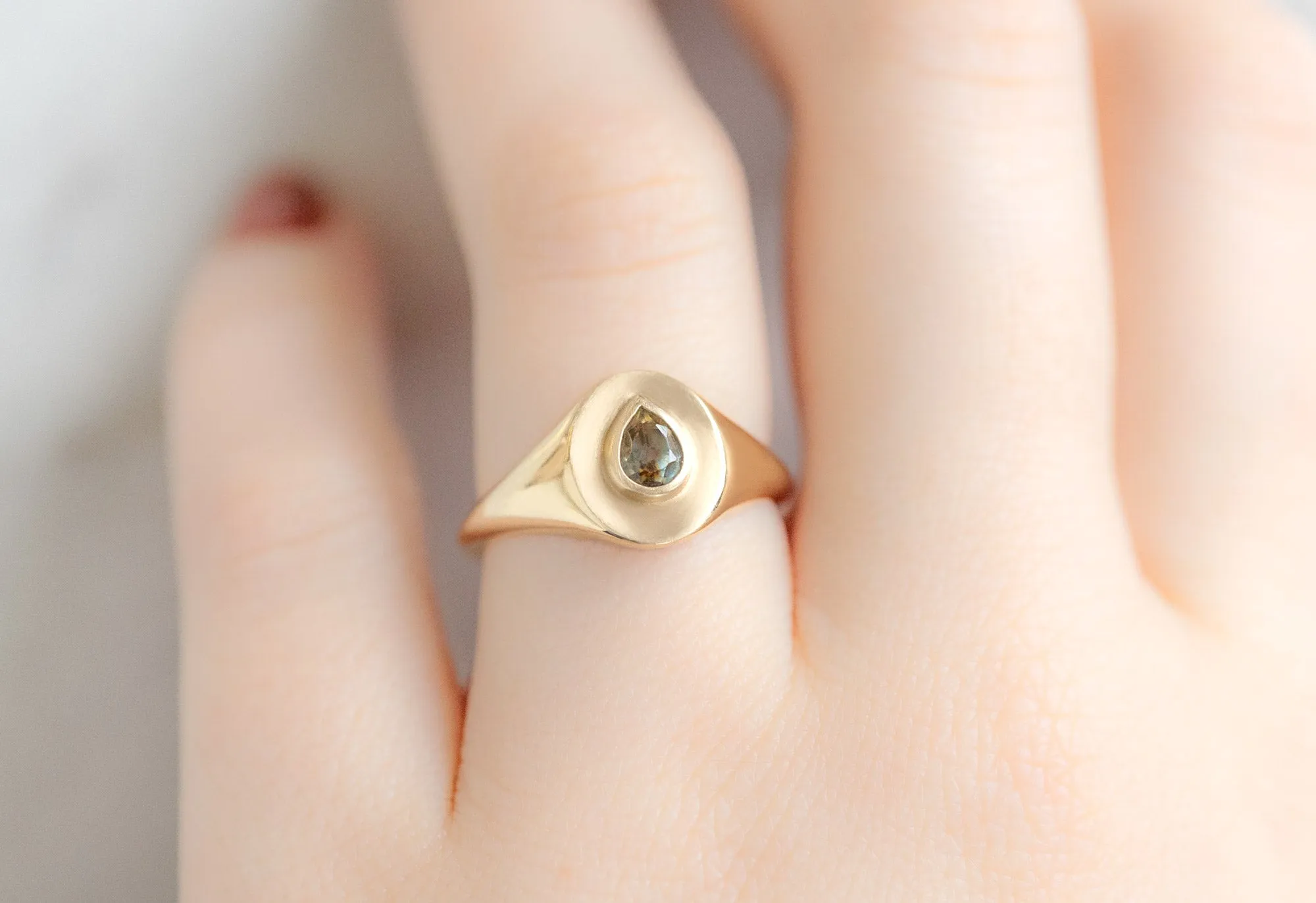 The Signet Ring with a .60ct Pear-Cut Montana Sapphire
