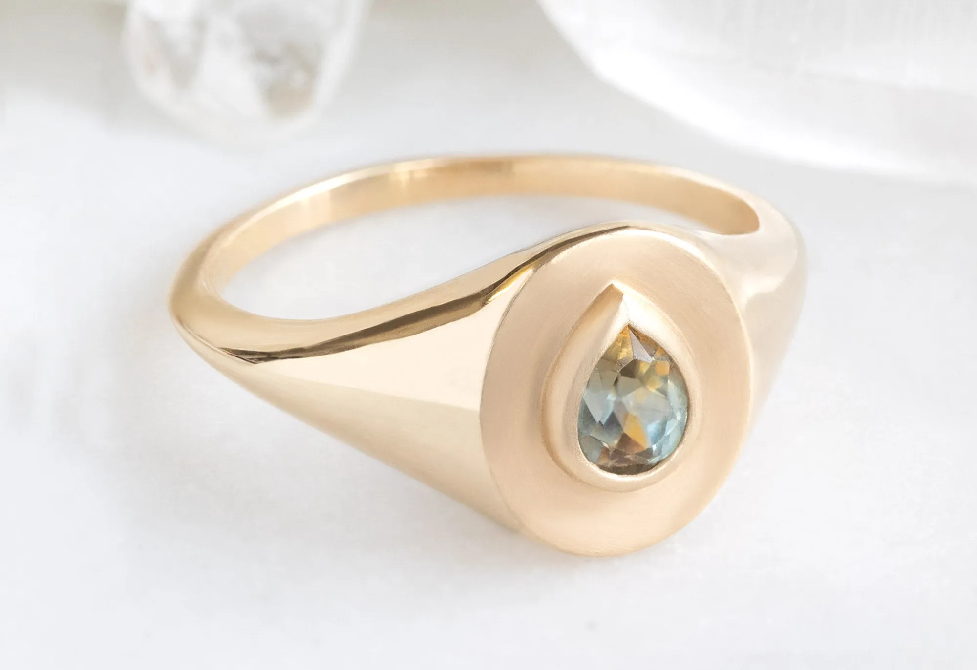 The Signet Ring with a .60ct Pear-Cut Montana Sapphire