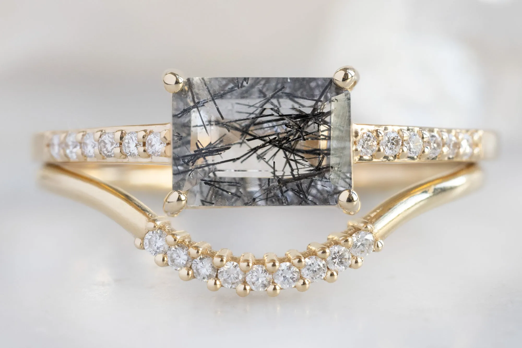 The Willow Ring with a .91ct Emerald-Cut Tourmaline In Quartz