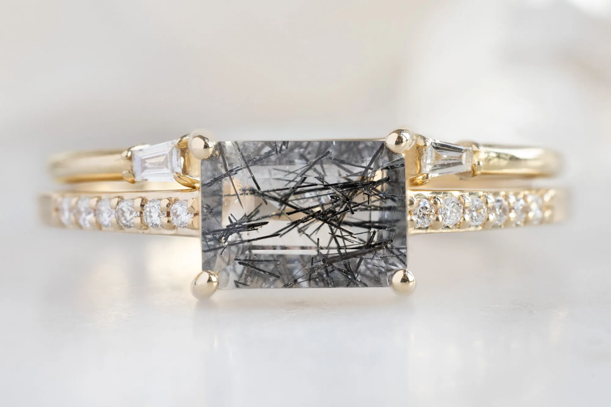 The Willow Ring with a .91ct Emerald-Cut Tourmaline In Quartz