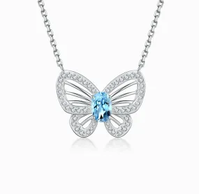 THIALH - FAUNA & FLORA - Aquamarine Diamond Butterfly Necklace