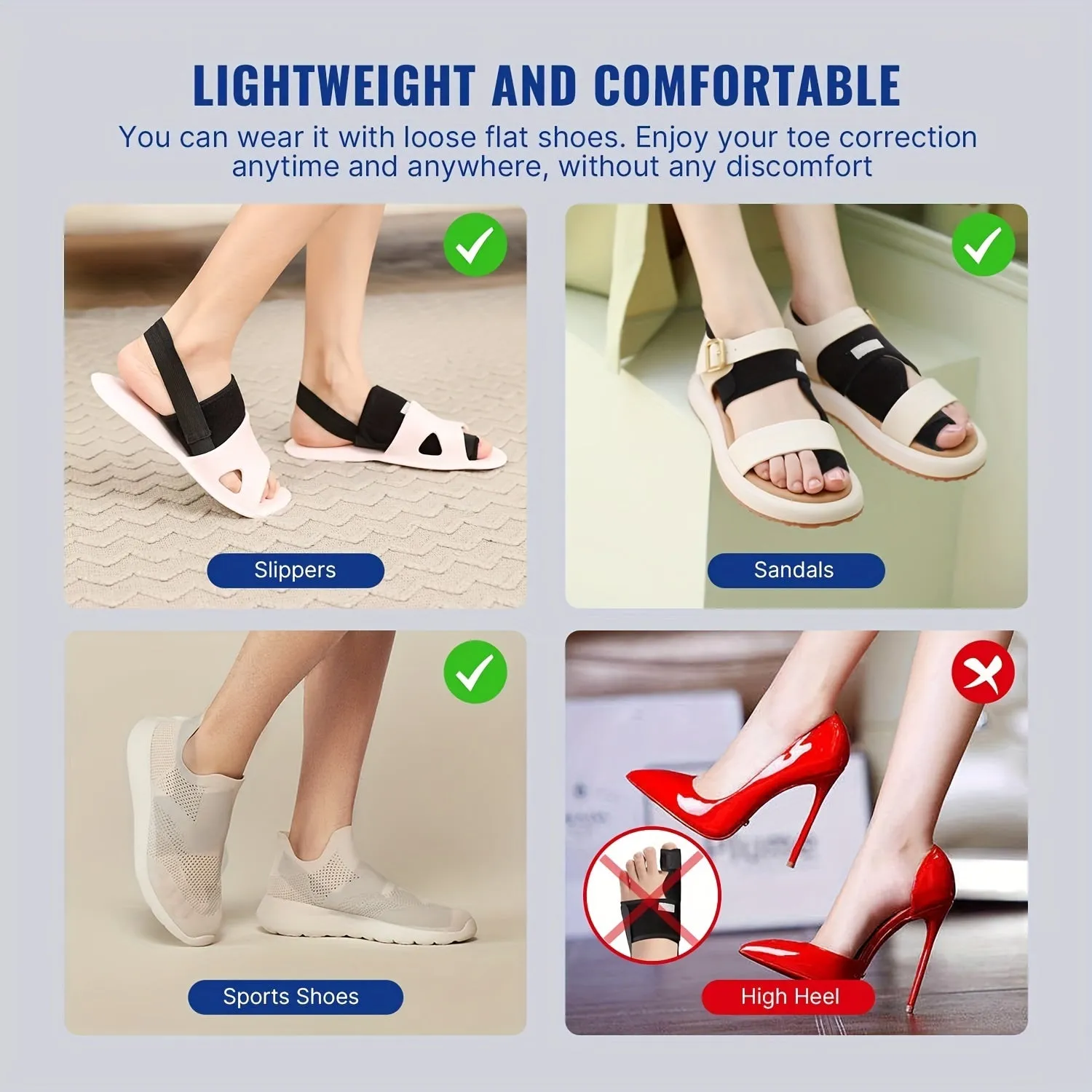 Toe Separator For Bunion Relief Adjustable Bunion Corrector Support Brace with Built-in Metal Plate for Men and Women 1 pair