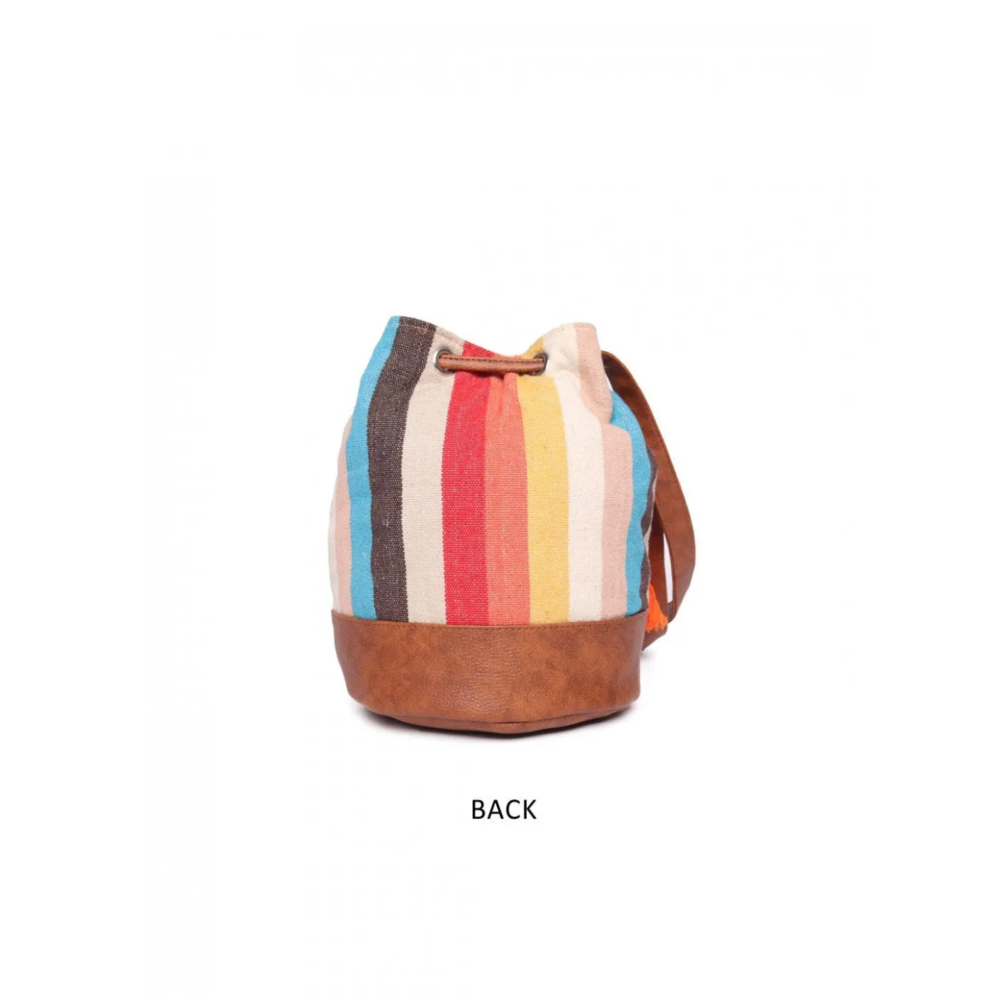 Women Multi Aztec Jacquard Sling Bag With Drawstring Closure