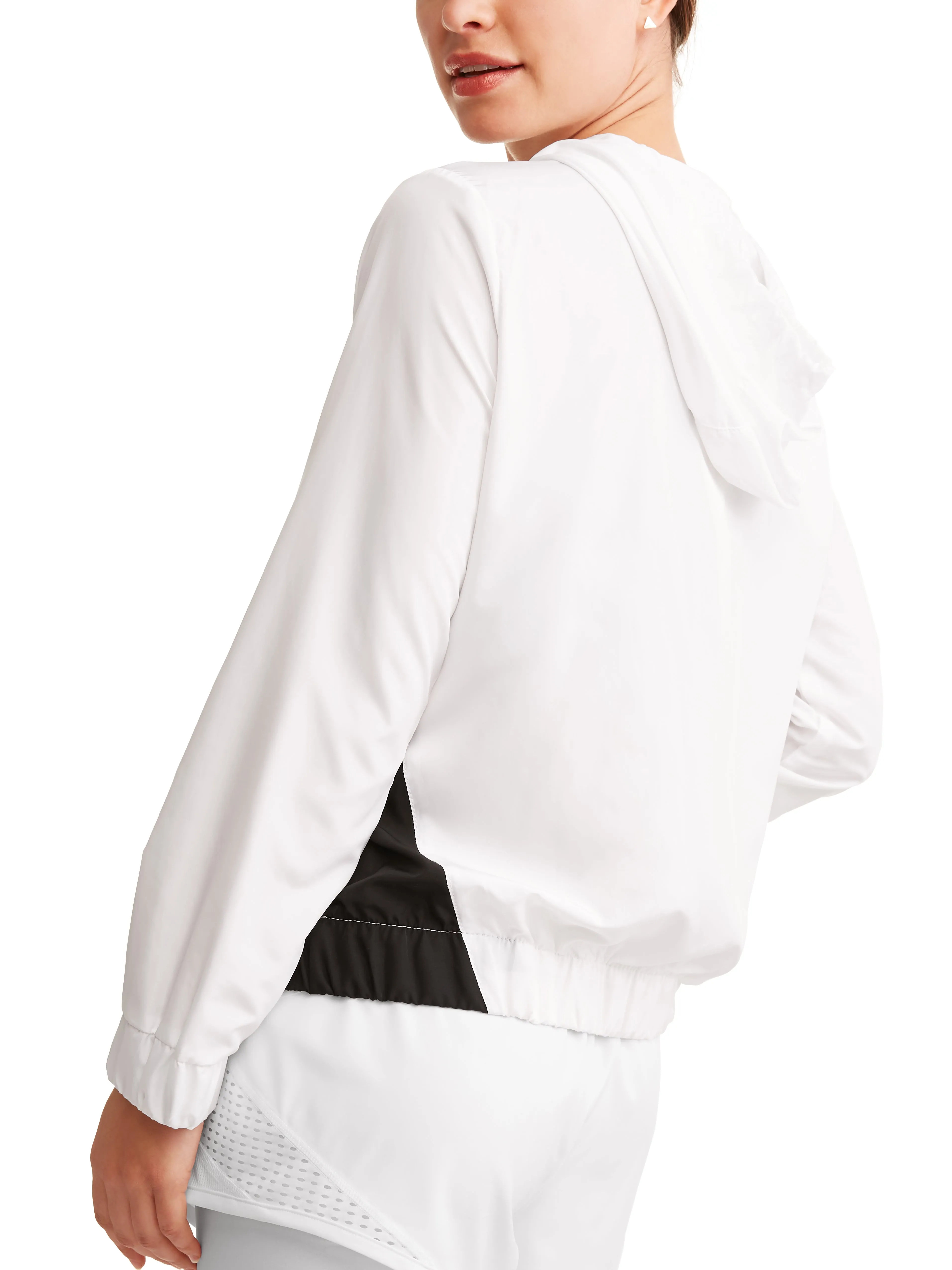 Women's Full Zip Hoodie Windbreaker with Athletic Stripes