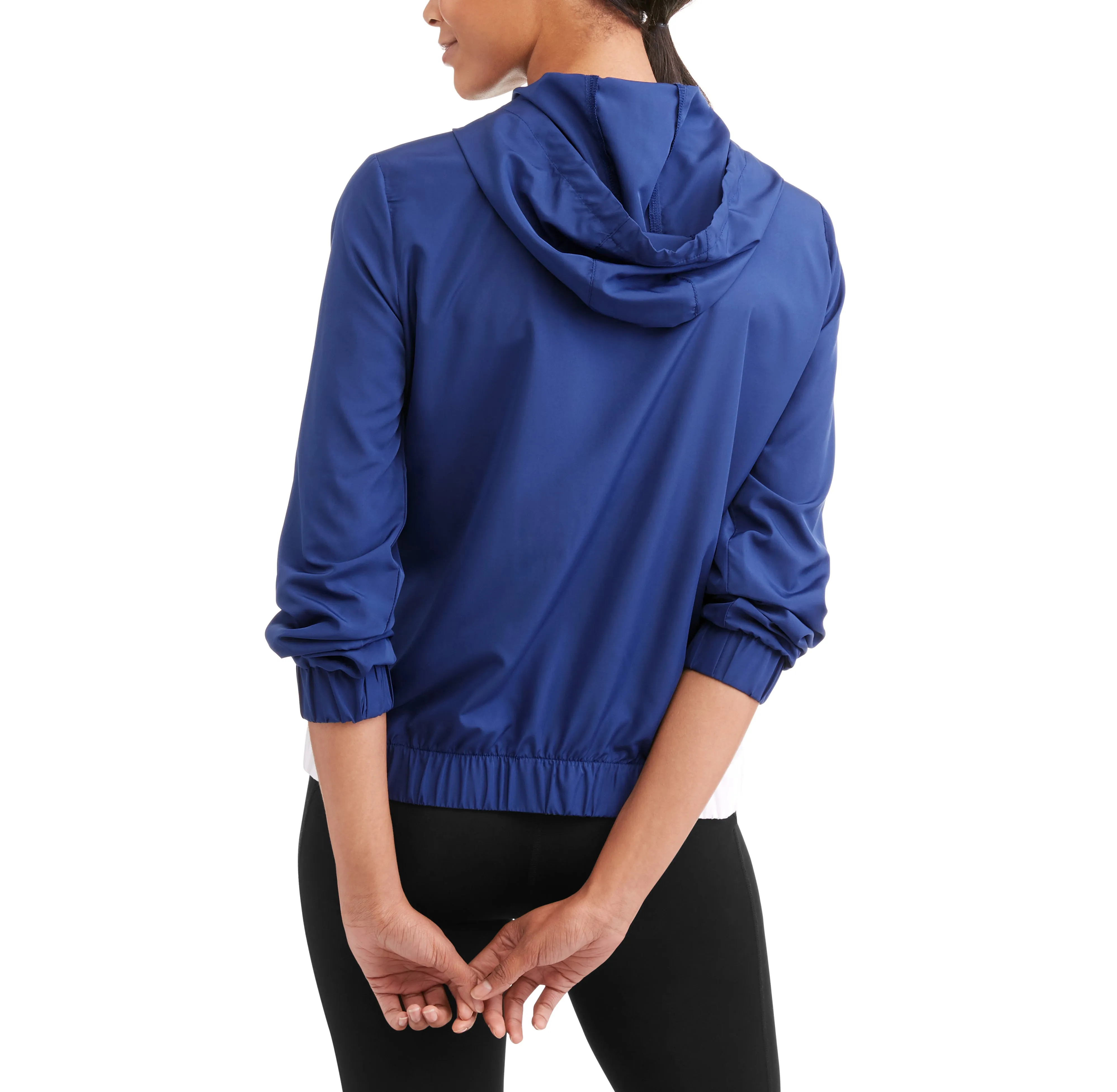 Women's Full Zip Hoodie Windbreaker with Athletic Stripes
