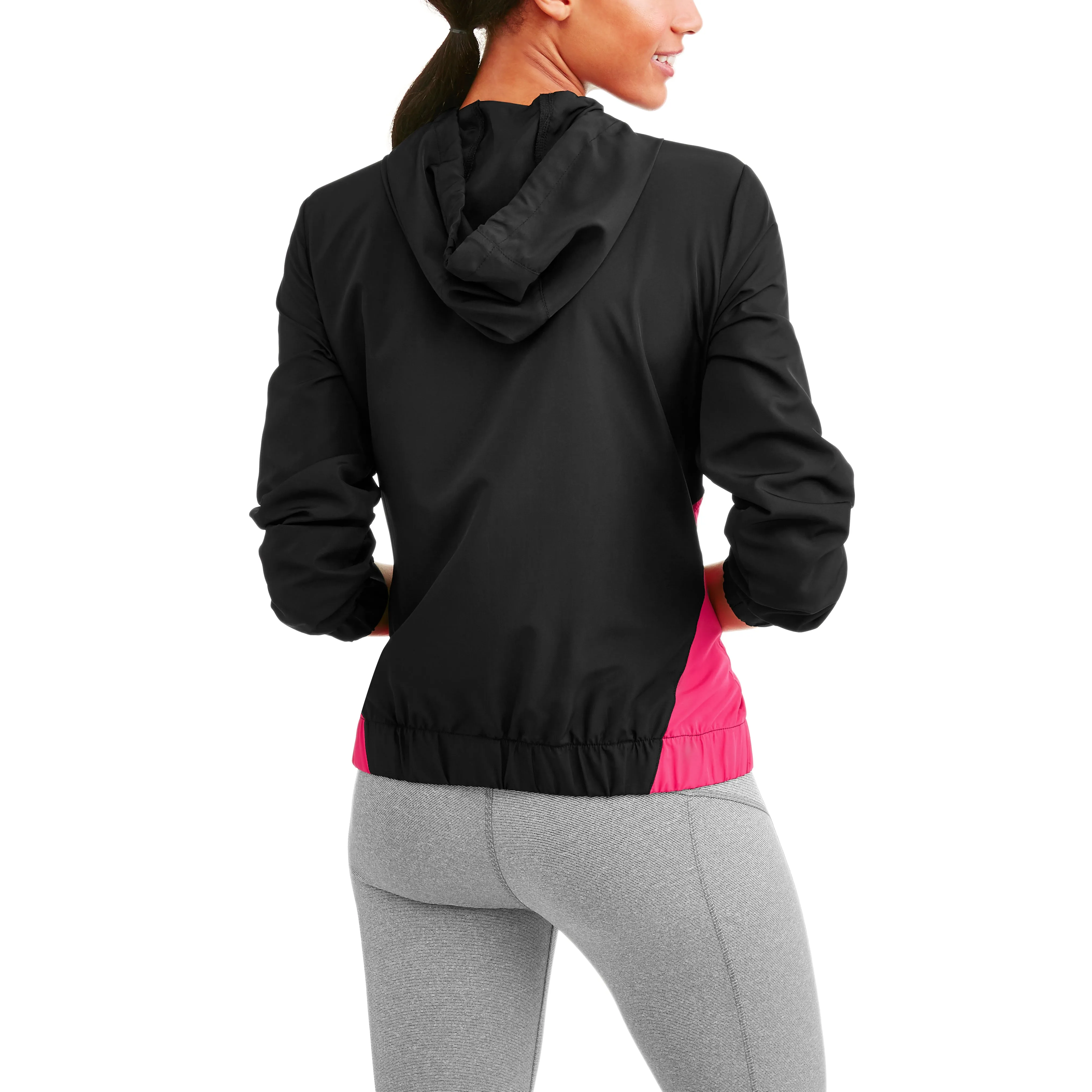 Women's Full Zip Hoodie Windbreaker with Athletic Stripes